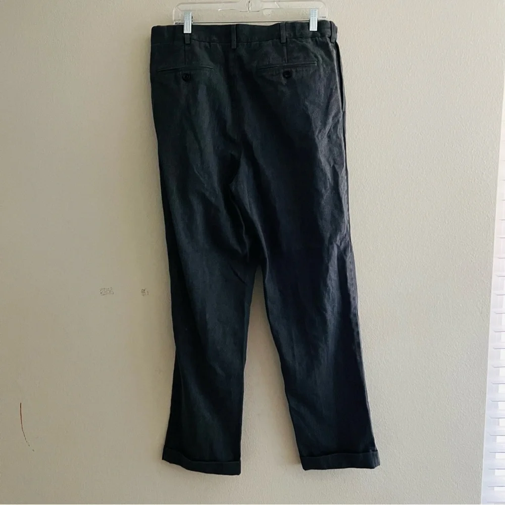 LANDS' End Men's Gray Traditional Fit Trousers Dress Pants Size 34